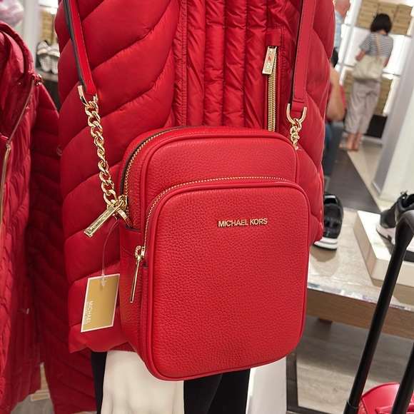 MICHAEL KORS Jet Set Travel Medium Logo NS Chain XBody Leather Crossbody Flight - Picture 16 of 16